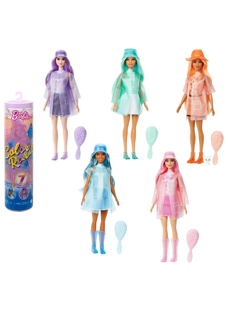 Barbie Color Reveal Doll With 7 Unboxing Surprises, Sunshine & Sprinkles Series With Cloud Print & Color Change; Gift For Kids 3 Years & Older, Multicolor