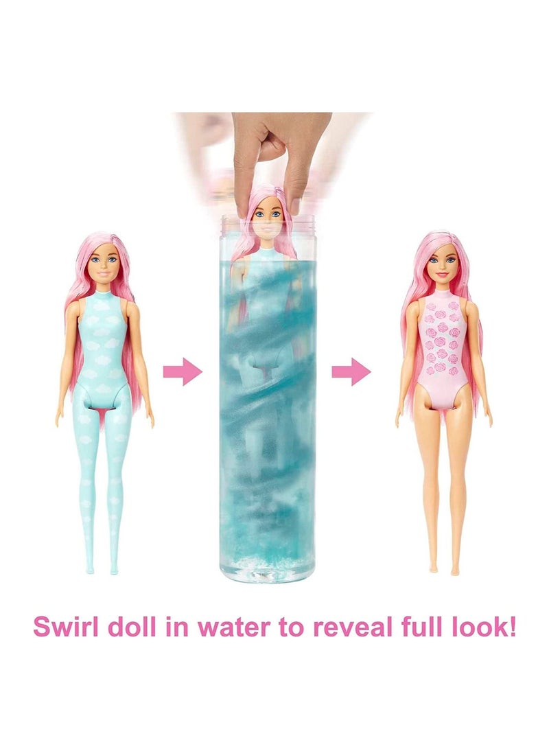 Barbie Color Reveal Doll With 7 Unboxing Surprises, Sunshine & Sprinkles Series With Cloud Print & Color Change; Gift For Kids 3 Years & Older, Multicolor