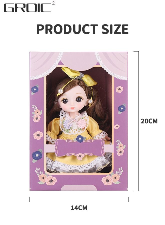 6.3 Inch Little Dolls BJD Doll 21 Ball Jointed Doll DIY Toys with Clothes Outfit Shoes Hair Makeup, Little Dolls Set with Mini Lolita Princess Dolls for Girls Compatible with Doll Houses