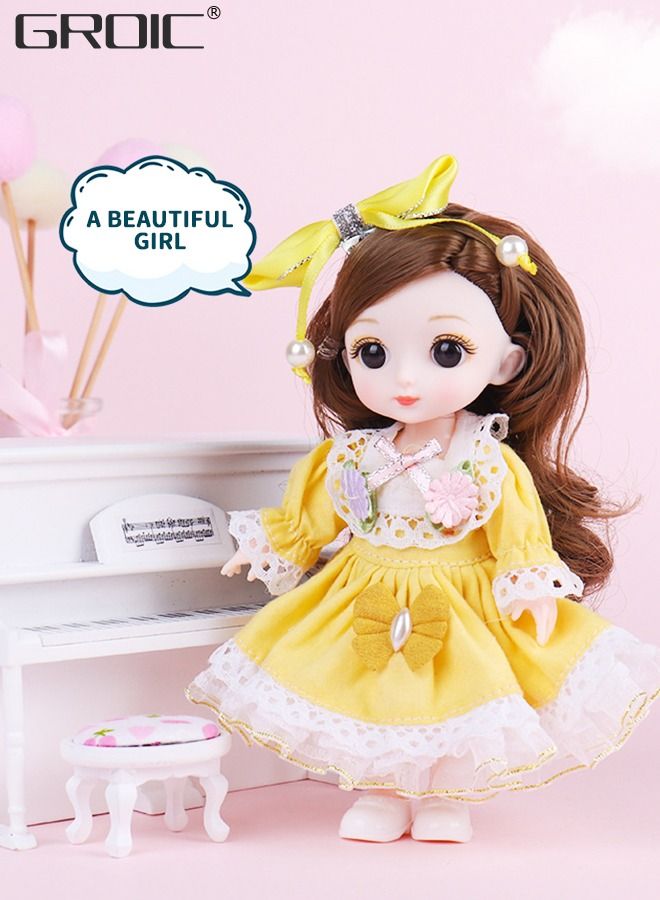 6.3 Inch Little Dolls BJD Doll 21 Ball Jointed Doll DIY Toys with Clothes Outfit Shoes Hair Makeup, Little Dolls Set with Mini Lolita Princess Dolls for Girls Compatible with Doll Houses