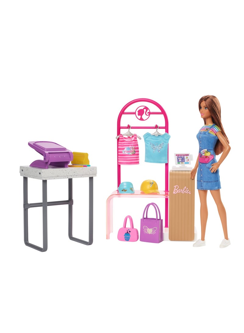 Make And Sell Boutique Playset With Brunette Doll, Foil Design Tools, Clothes And Accessories