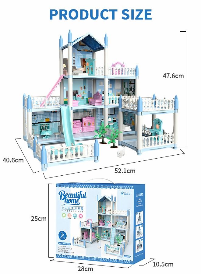 Doll House Dreamhouse for Girls,3-Story 7 Rooms Doll House,Fully Furnished Dollhouses,Pretend Play House with Accessories,Play House Accessories