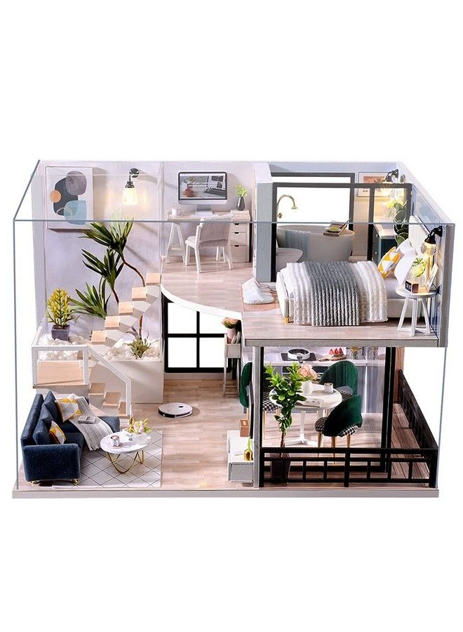 Diy Dollhouse Miniature With Furniture Diy Wooden Dollhouse Kit Plus Dust Proof And Music Movement Creative Room For Valentine'S Day Gift Idea(Cozy Time)