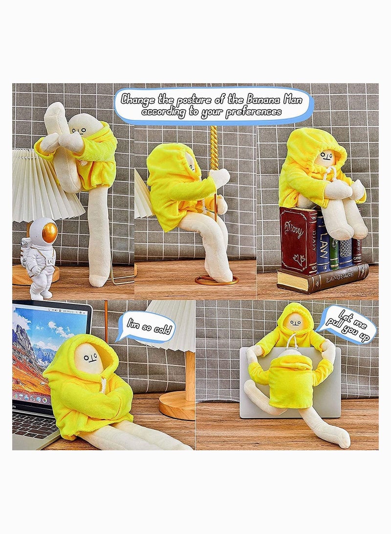 Banana Plush Man Toy, SYOSI Banana Weird Plushies with Magnets Changeable Pose Funny Cute Banana Doll Stuffed Decompression Perfect for Boys Girls Birthday 15Inch