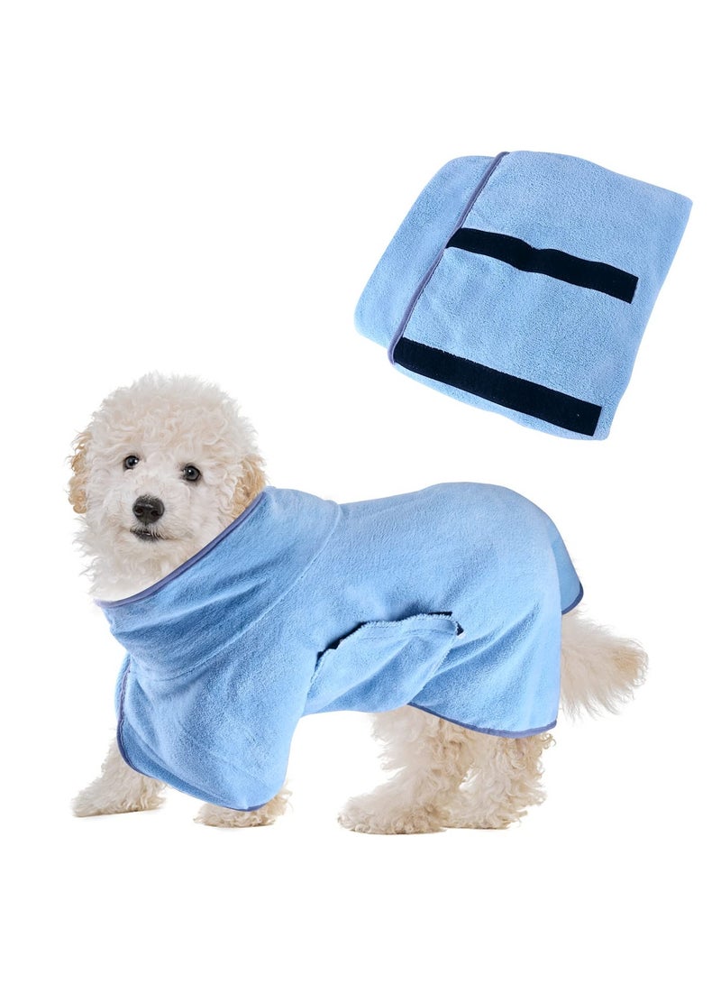 Dog Bathrobe, Dog Robes for After Bath, Dog Drying Coat for Small, Medium Dogs Super Absorbent Pet Dog Drying Towel, Adjustable Puppy Bathrobe Soft Dog Hair Drying Bag After Shower, M/50cm, Blue