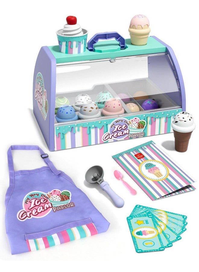 Ice Cream Toys For Toddlers 35 Pretend Play Food Toys For Girls Ice Cream Counter Playset Ice Cream Shop Toys For Kids Gift For 3 4 5 6 Year Old Girl Boy