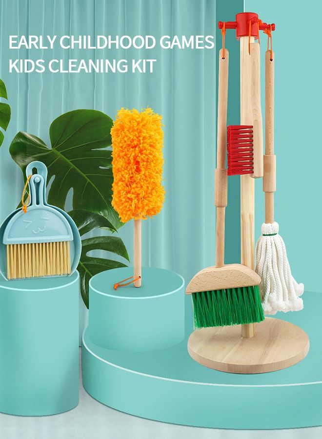 Kids Cleaning Set,wooden Cleaning Tool,toy Cleaning Set Includes Broom, Mop, Duster And Organizer, Housekeeping Toy Set, Stem Toys