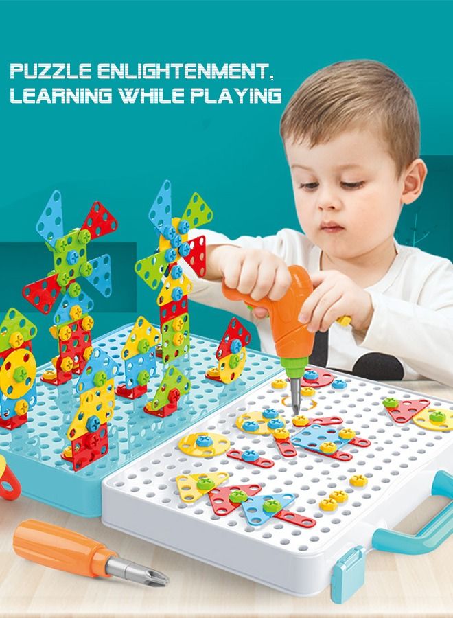 276pcs STEM Learning Toys Construction Engineering Building Block Games with Drill & Screw Driver Tool Set For Kids