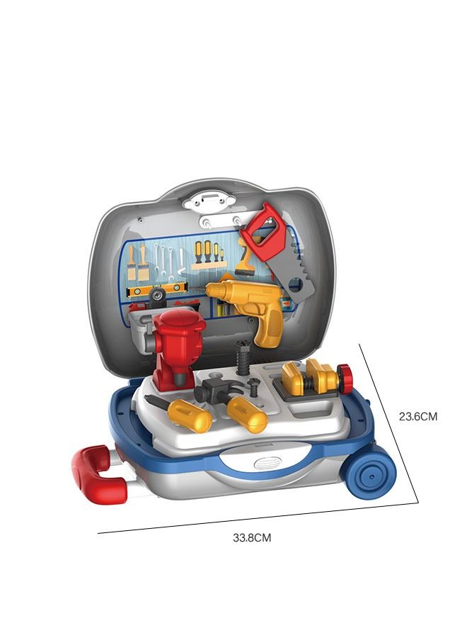 Kids Tool Sets with Carpenter Preschool Construction Toy Set with Box, Transformable Toy Workbench Suitcase Toys for Kids