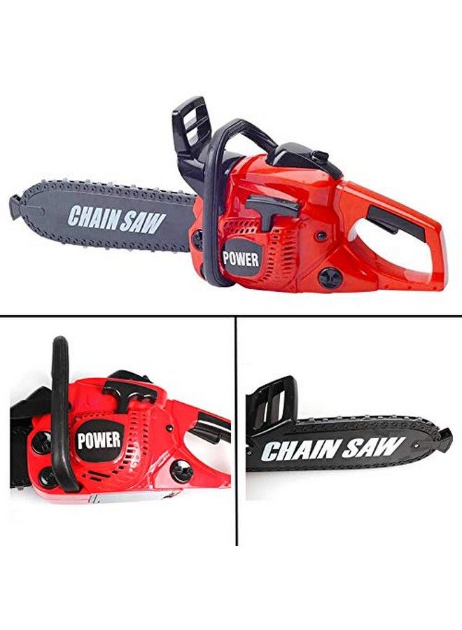 Power Construction Tool Electric Chainsaw Toy Play Set With Rotating Chain And Realistic Sounds Kids Pretend Construction Garden Yardwork