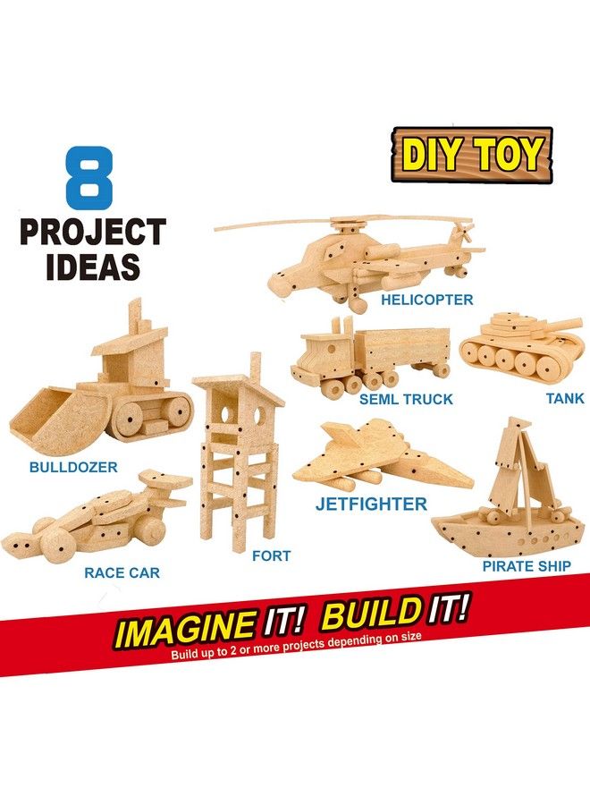 Diy Deluxe Foam Wood Kids Stem Toys Carpentry Construction Engineering Tool Workshop Kit With 6 Project Ideas (90 Piece Set)