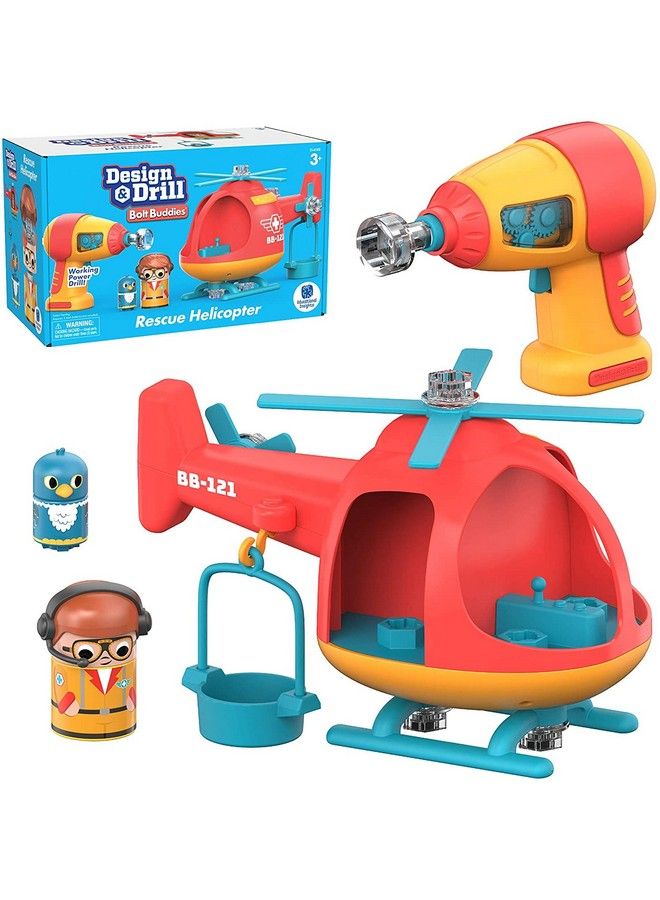 Design & Drill Bolt Buddies Helicopter Take Apart Toy With Electric Toy Drill Preschool Stem Toy Gift For Boys & Girls Ages 3+