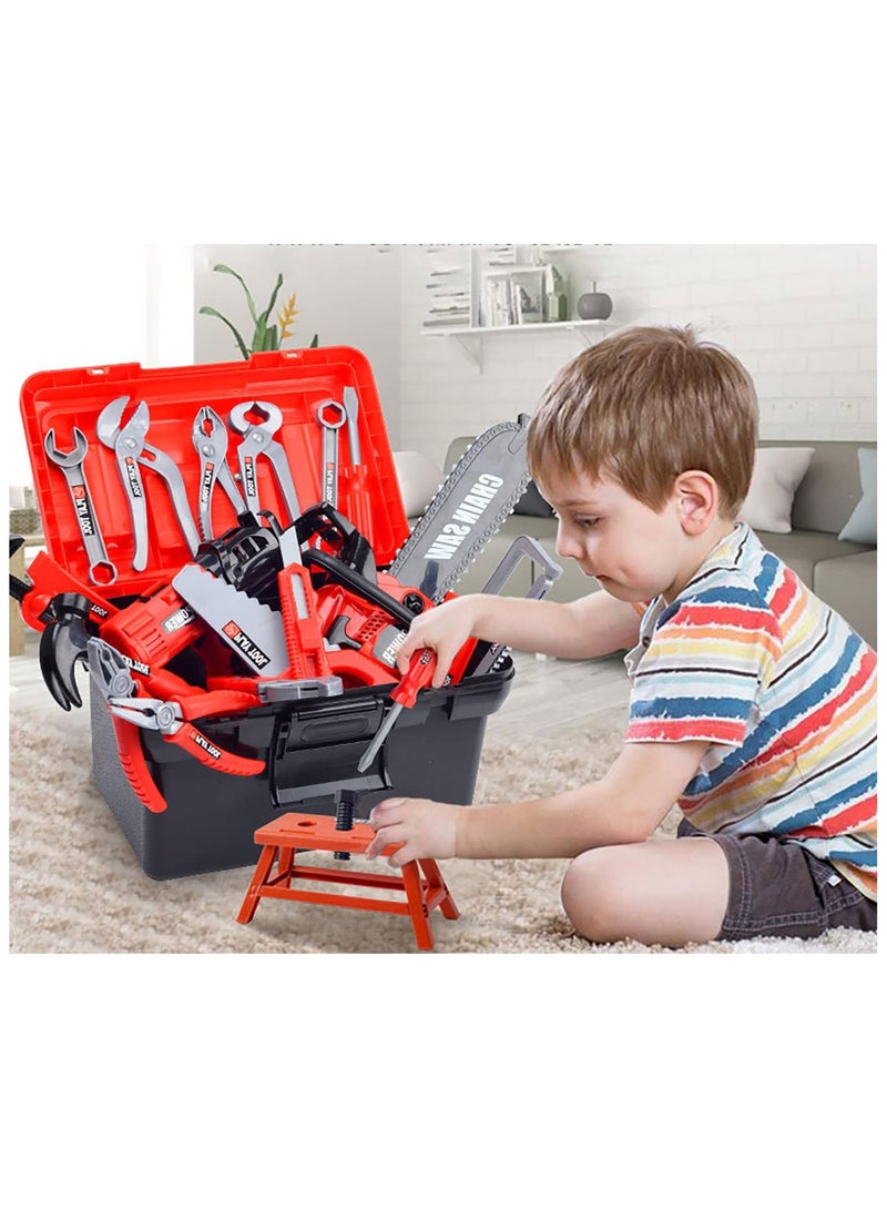 COOLBABY 55 Pcs Kids Tool Set Baby Simulation Repair Tool Set Kids Toys with Tool Box and Electronic Toy Drill