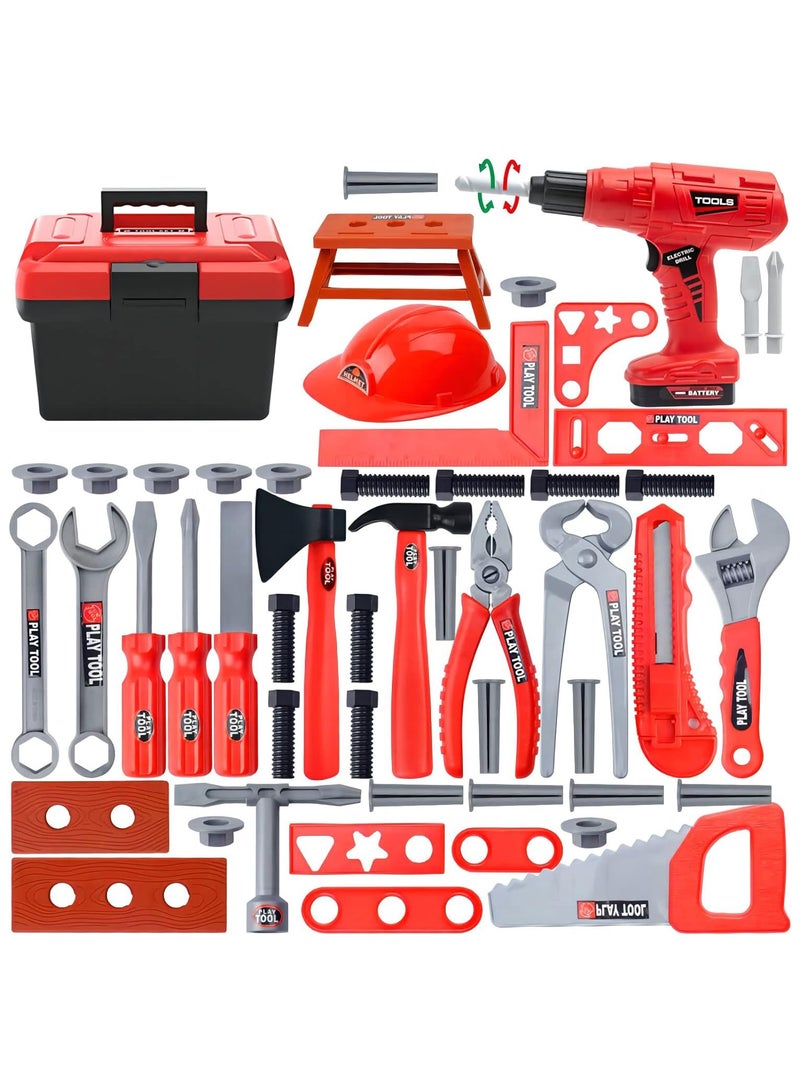 COOLBABY 55 Pcs Kids Tool Set Baby Simulation Repair Tool Set Kids Toys with Tool Box and Electronic Toy Drill