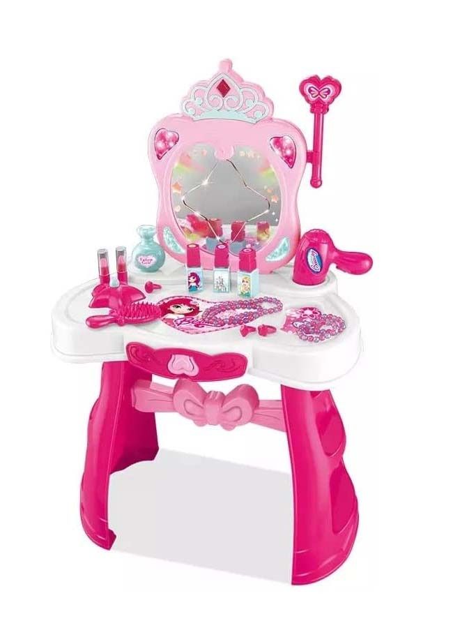 Kids Beauty Set Makeup Kit For Girls With Dressing Table Mirror Music Pretend Play Toys For Girls Role Play Toys For Kids Beauty Set For Kids Girls Kids Make Up Set Toys For Girls 2+Years Boys