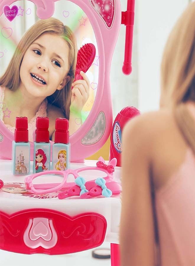 Kids Beauty Set Makeup Kit For Girls With Dressing Table Mirror Music Pretend Play Toys For Girls Role Play Toys For Kids Beauty Set For Kids Girls Kids Make Up Set Toys For Girls 2+Years Boys