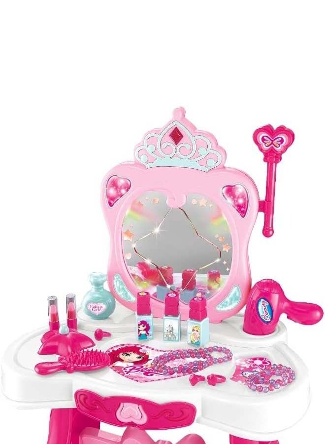 Kids Beauty Set Makeup Kit For Girls With Dressing Table Mirror Music Pretend Play Toys For Girls Role Play Toys For Kids Beauty Set For Kids Girls Kids Make Up Set Toys For Girls 2+Years Boys