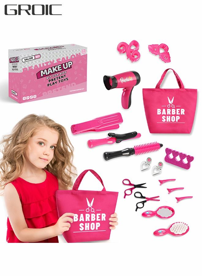 Hair Stylist Set for Girls,Fashion Pretend Play Toy,Beauty Salon Pretend Play Kit with Toy Hair Dryer, Curling Iron, Perfume,Children's Hair Salon Tools