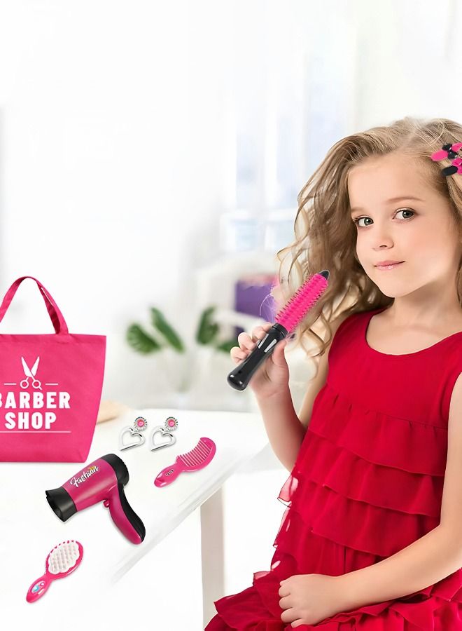 Hair Stylist Set for Girls,Fashion Pretend Play Toy,Beauty Salon Pretend Play Kit with Toy Hair Dryer, Curling Iron, Perfume,Children's Hair Salon Tools