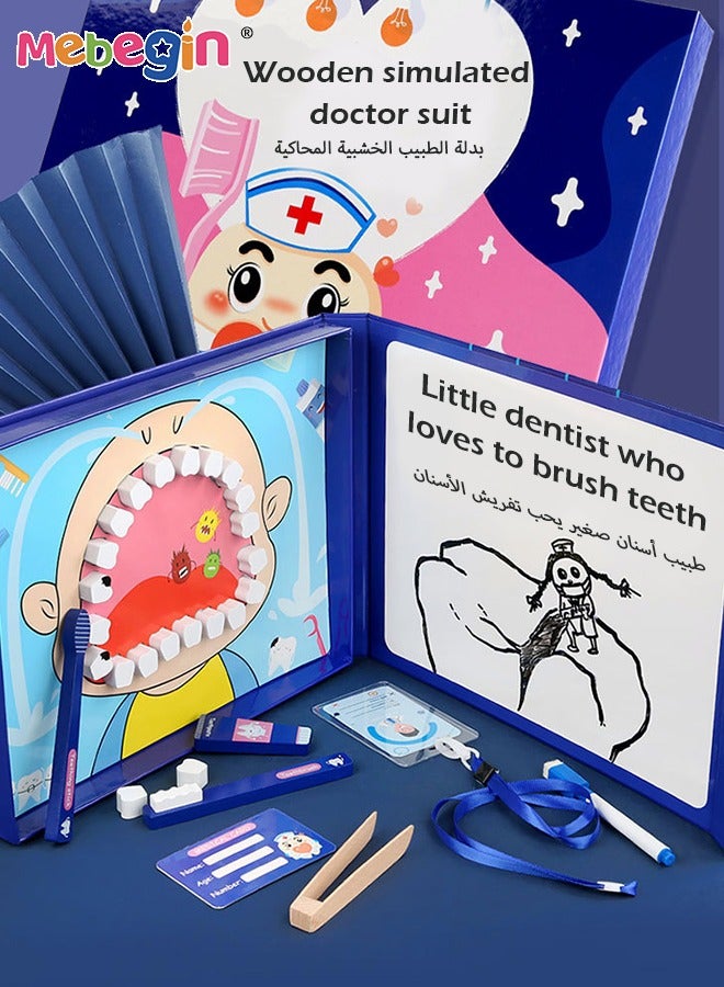 31 PCS Wooden Kids Pretend Play Doctor Toys Dentist Medical Kit Play Set Educational Preschool Toys