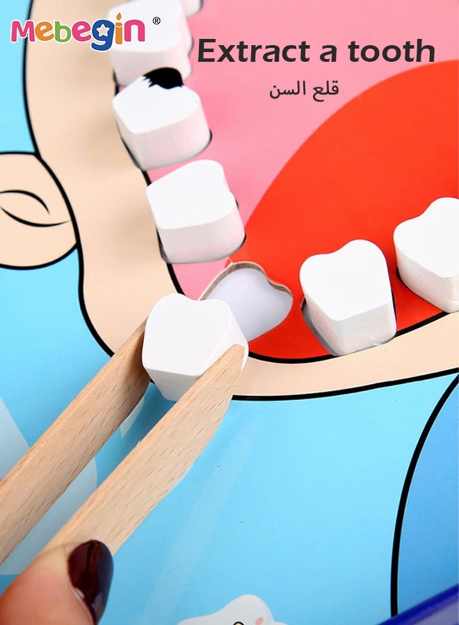 31 PCS Wooden Kids Pretend Play Doctor Toys Dentist Medical Kit Play Set Educational Preschool Toys