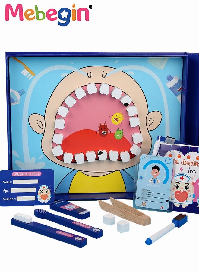 31 PCS Wooden Kids Pretend Play Doctor Toys Dentist Medical Kit Play Set Educational Preschool Toys