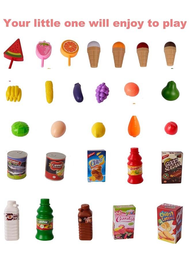 Supermarket Playset For Kids With Various Kitchen Set Accesorries Pretend Play Toys Pretend Role Play Toys Kitchen Playset Shopping Cart Supermarket Playset Toys For Kids 2+ Years Boys Girls