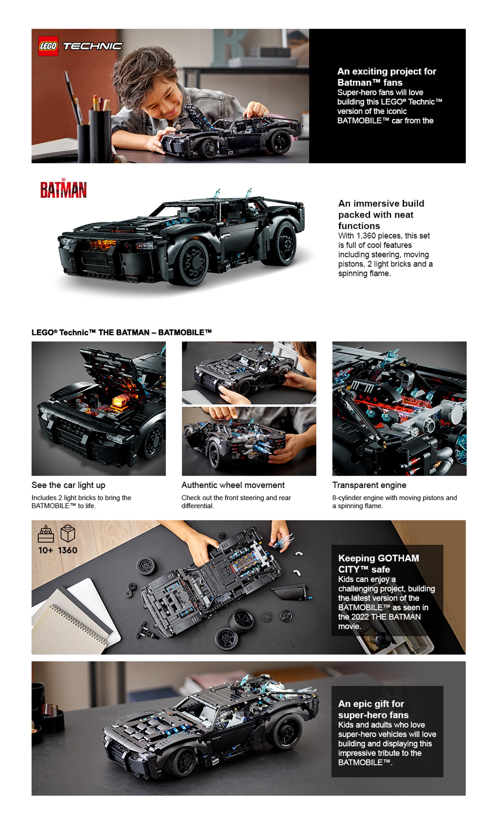 42127 Technic The Batman – Batmobile 42127 Model Building Kit (1,360 Pieces) 360 10+ Years