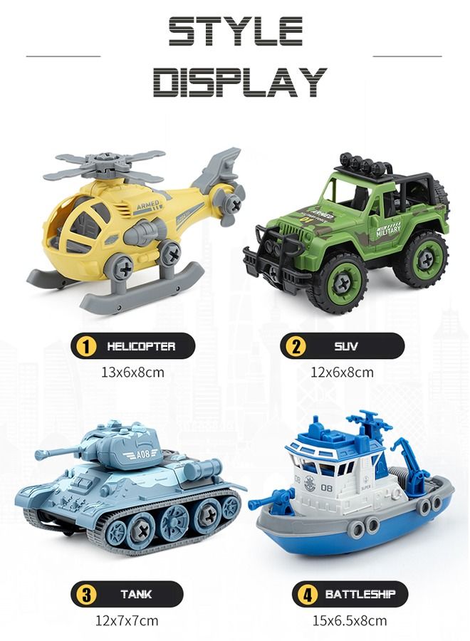 Building Block Car Set Assemble Car Construction Set Car Airplane Tank Ship Toys STEM Educational Learning Game