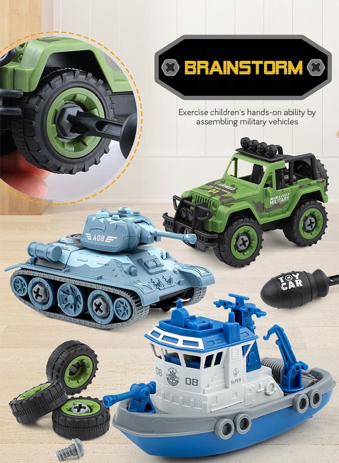 Building Block Car Set Assemble Car Construction Set Car Airplane Tank Ship Toys STEM Educational Learning Game