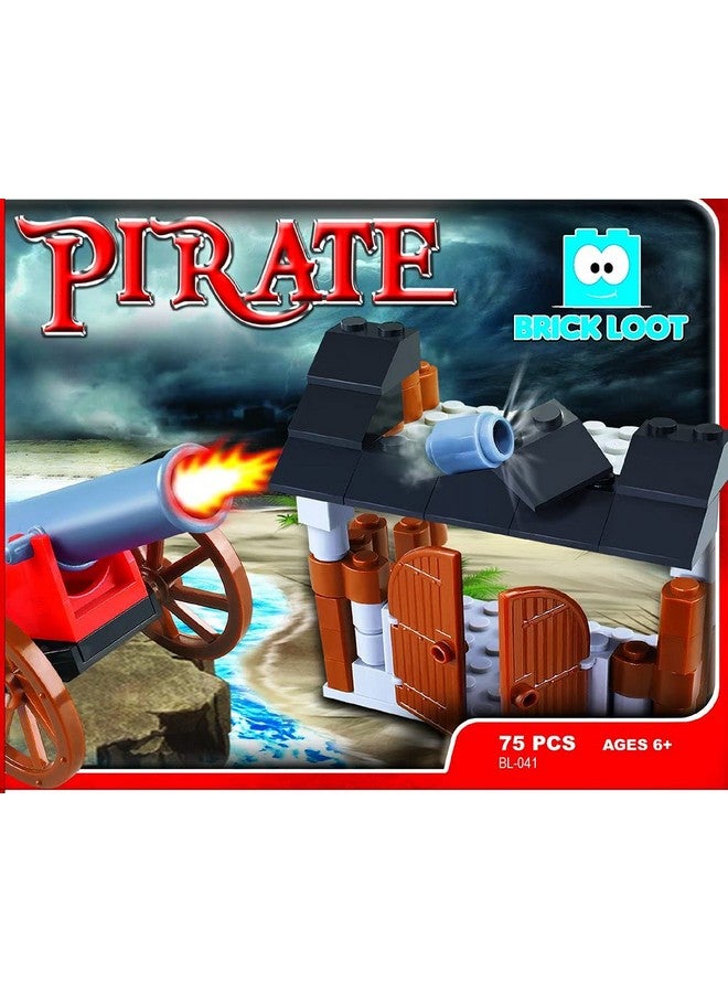 Exclusive Pirates Cove With Cannon Gun Set Toy Building Blocks 74 Pcs Kit Custom Designed Model Compatible With Lego And Other Major Brick Brands