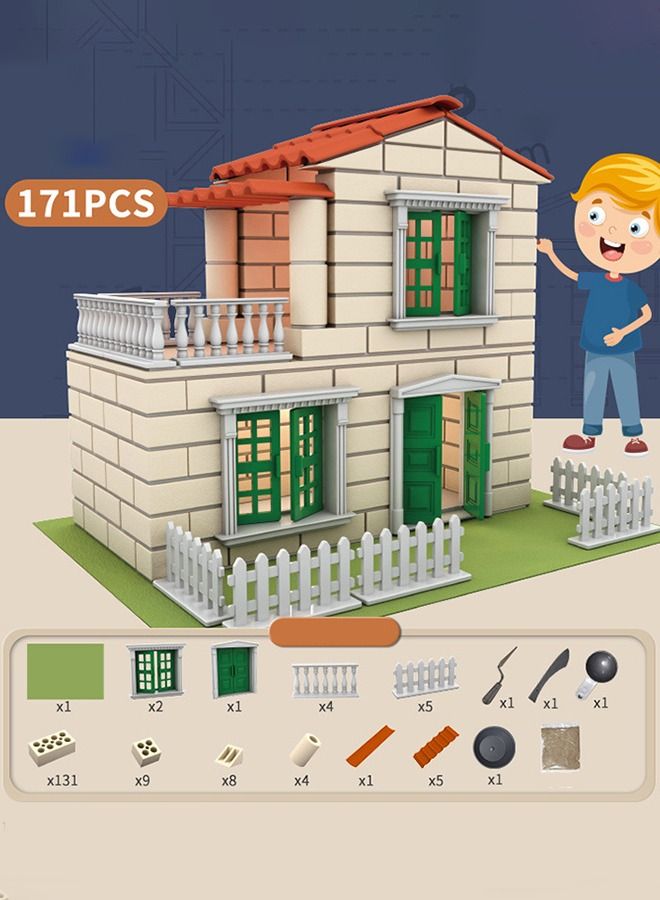 Mini Real House Building Kit STEM Learning Toys Building Blocks Educational Brick Construction Engineering Set 171 Pcs Displayable House Model Gift for Kids and Adult