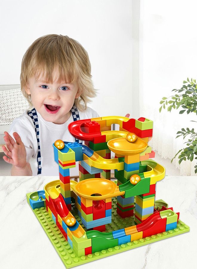 Marble Run Building Blocks, 168 PCS Classic Big Blocks STEM Toy Bricks Set Kids Race Track Compatible with Bulk Bricks Set for Boys Girls Toddler