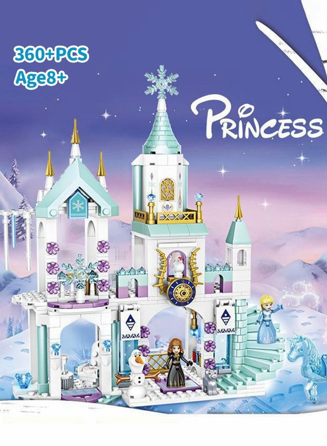 Princess Castle Block Set,Elsa Castle Model,360 Pieces of Girls Palace House Castle Block Toys,Puzzle Building Set, STEM Building Toys,DIY Miniature Block Toys