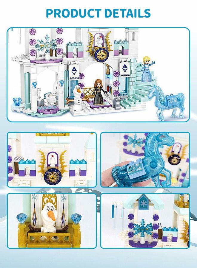 Princess Castle Block Set,Elsa Castle Model,360 Pieces of Girls Palace House Castle Block Toys,Puzzle Building Set, STEM Building Toys,DIY Miniature Block Toys