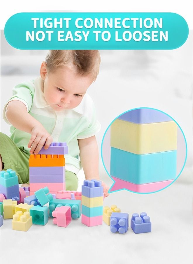 220 Pcs Building Blocks Set Children's Toys, Intelligence Assembling Scenes Light-Colored Building Blocks with Number & Cartoon Sticker Colorful Stackable Blocks