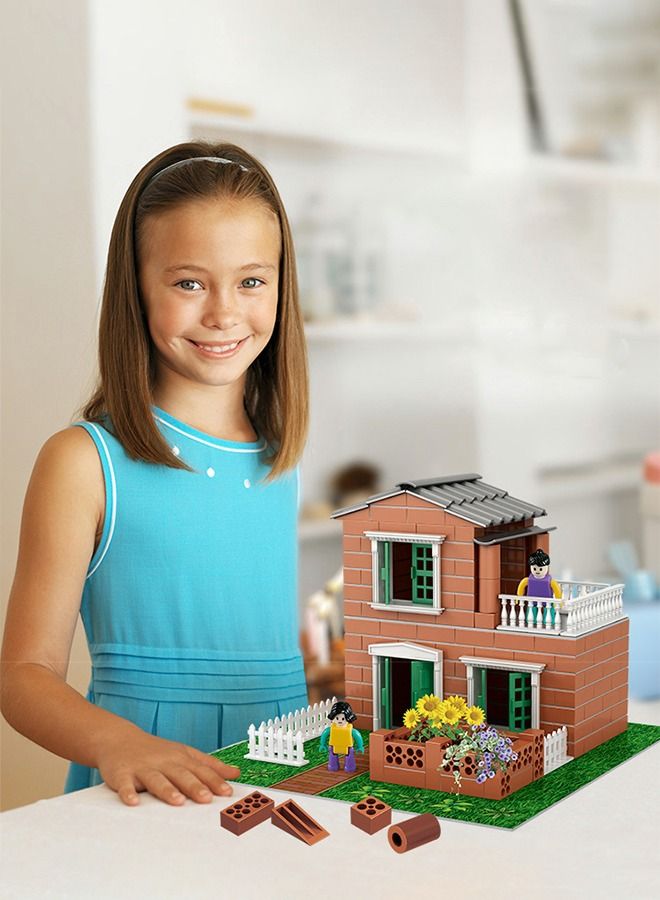 Building Kit for Kids,DIY Villa Building Set with Simulated Brick,Pretend Architect Construction Toy,Mini Garden Accessories,STEM Building Toy