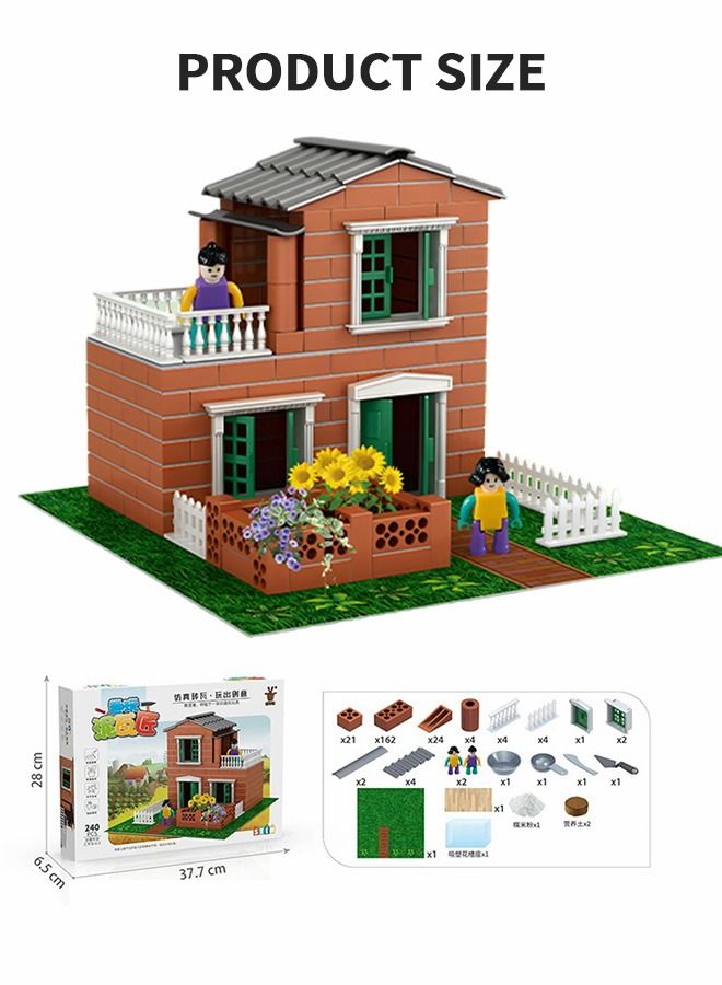 Building Kit for Kids,DIY Villa Building Set with Simulated Brick,Pretend Architect Construction Toy,Mini Garden Accessories,STEM Building Toy