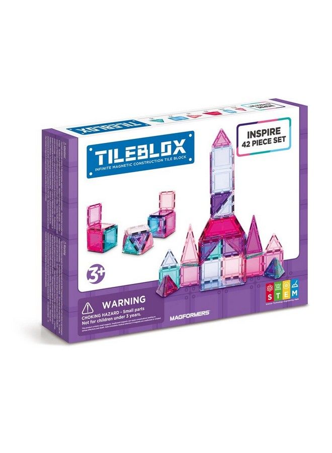 Tileblox Inspire (42 Piece) Set Magnetic Building Blocks, Educational Magnetic Tiles Kit , Magnetic Construction Stem Toy Set