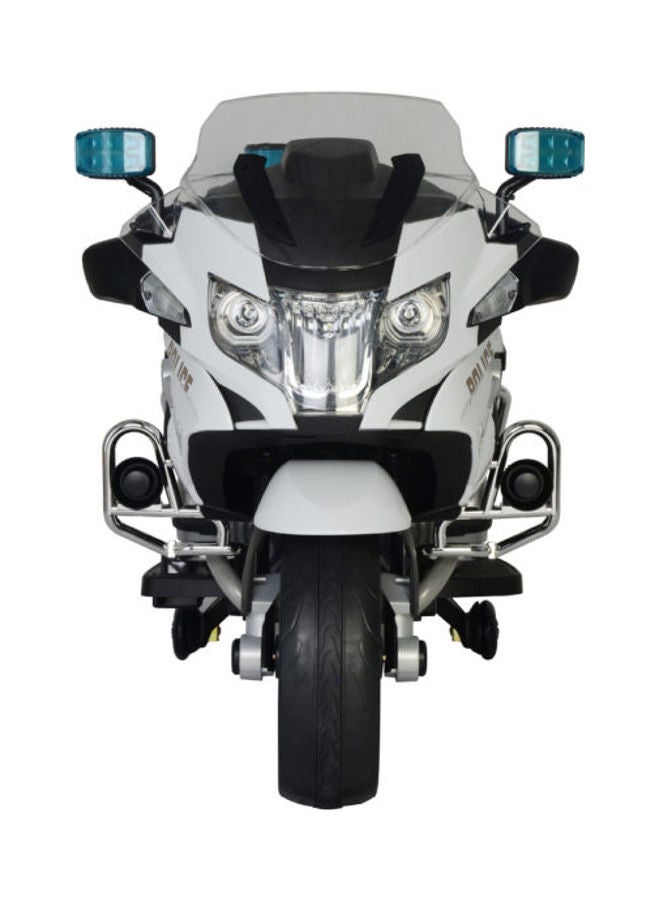 Police Powered Riding Motorbike White