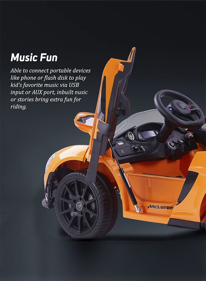 Licensed McLaren Rechargeable Battery Operated Car For Kids Ride On Baby Car With Remote Music Led Light Kids Car Electric Car Battery Operated Ride On Car For Kids 2 To 6 Years Boys Girls Orange