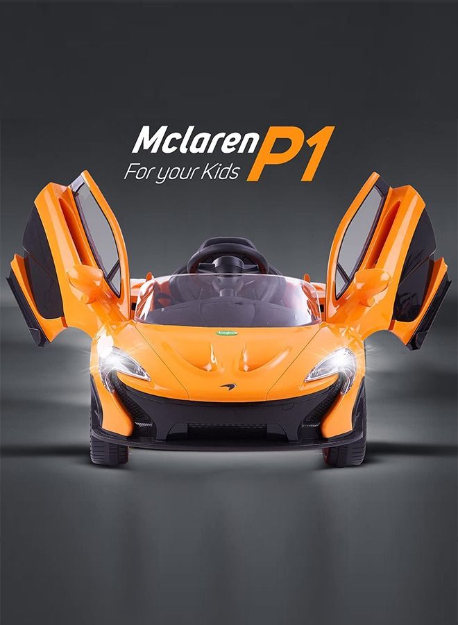 Licensed McLaren Rechargeable Battery Operated Car For Kids Ride On Baby Car With Remote Music Led Light Kids Car Electric Car Battery Operated Ride On Car For Kids 2 To 6 Years Boys Girls Orange