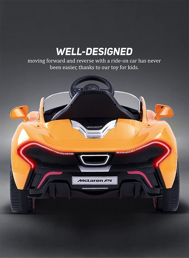 Licensed McLaren Rechargeable Battery Operated Car For Kids Ride On Baby Car With Remote Music Led Light Kids Car Electric Car Battery Operated Ride On Car For Kids 2 To 6 Years Boys Girls Orange