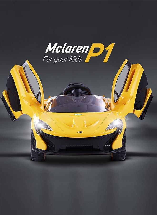 Licensed McLaren Rechargeable Battery Operated Car For Kids Ride On Baby Car With Remote Music Led Light Kids Car Electric Car Battery Operated Ride On Car For Kids 2 To 6 Years Boys Girls Yellow