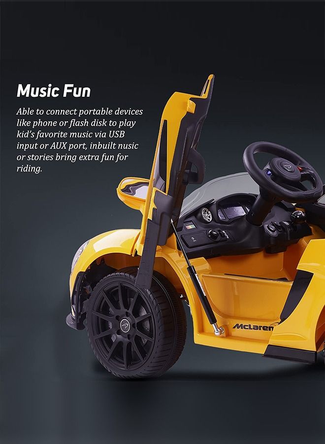 Licensed McLaren Rechargeable Battery Operated Car For Kids Ride On Baby Car With Remote Music Led Light Kids Car Electric Car Battery Operated Ride On Car For Kids 2 To 6 Years Boys Girls Yellow