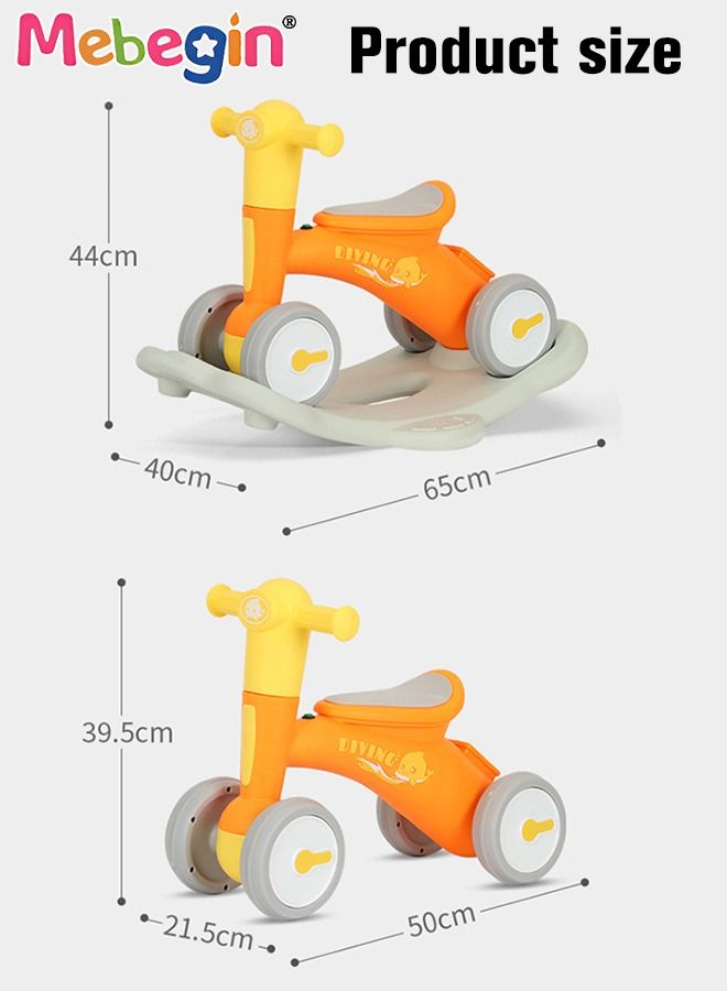 2 in 1 Interactive Rocking Horse with Rocking Base and Music, Fun Toddler Rocker with Rocking and Sliding Ways to Play, Removable Ride-on Rocking Animal with 4 Silence Wheels, Creative Early Education Toy, Easy to Swing and Assemble