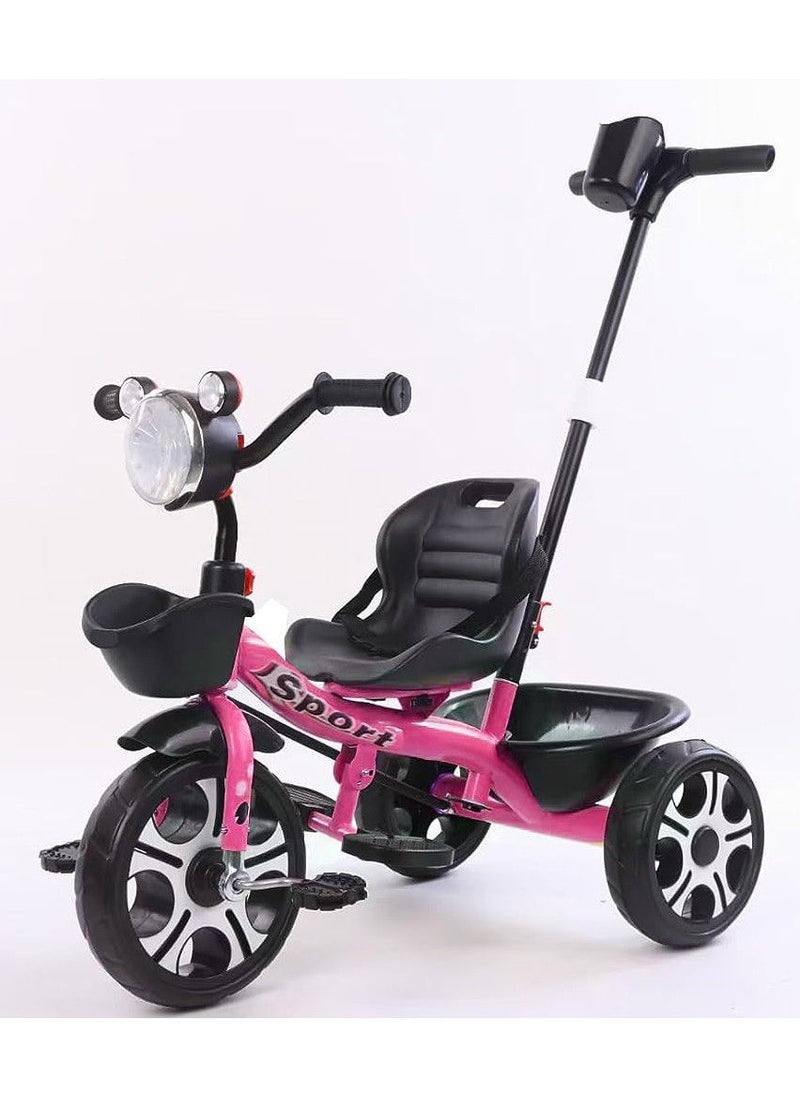 Lovely Baby Kids Tricycle with Pushing Removable Handle Bar, Smart Baby Three Wheels Tricycle, New Edition for Outdoor for Kids LB 2269 - Pink