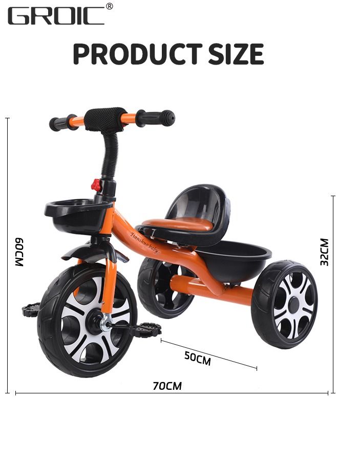 Kids Tricycles, Kids Trike Tricycles Toddler Bike with Basket, Baby Balance Bike with Adjustable Seat, Non-Slip Tires, Riding Toy for Training Motor Skills, Learning Balance