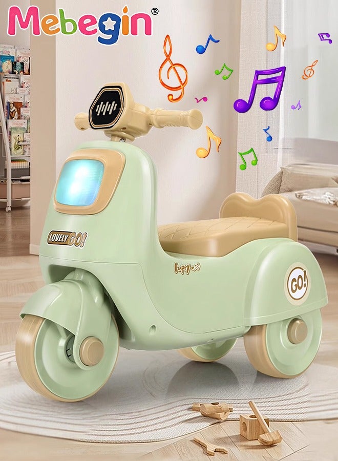 Kids Ride-on Toy with Music and Light, Children Balance Car with Comfortable Seat and Wear-resistant Tires, Adorable Multifunctional Baby Scooter, Anti-rollover Trike, No Pedals