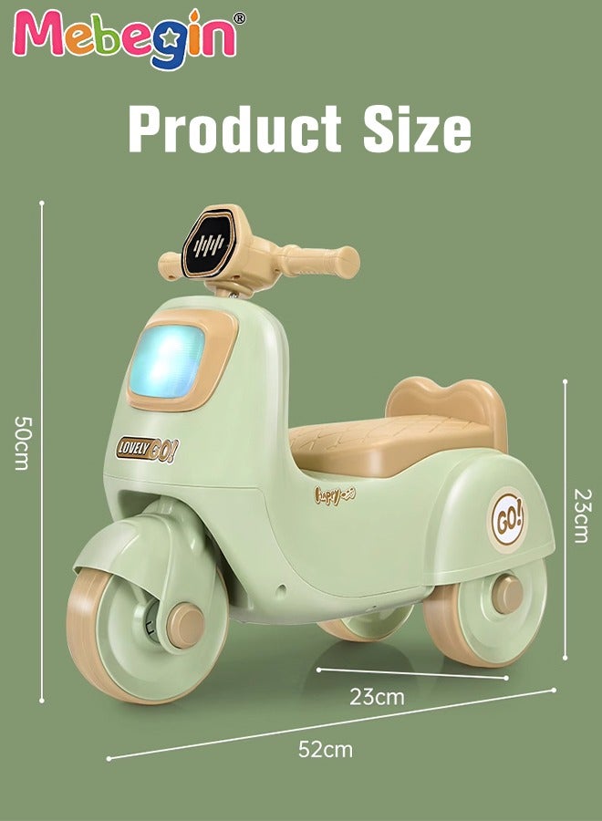 Kids Ride-on Toy with Music and Light, Children Balance Car with Comfortable Seat and Wear-resistant Tires, Adorable Multifunctional Baby Scooter, Anti-rollover Trike, No Pedals